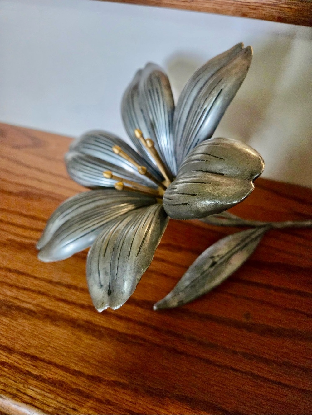 White brass lotus flower petal ashtray